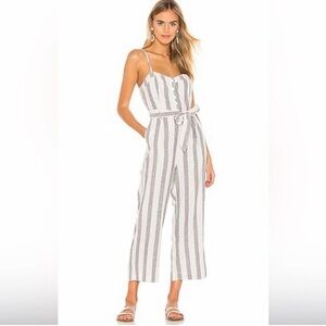 Rails Harper Striped Spaghetti-Strap Jumpsuit in Laguna White and Gray